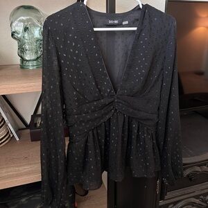 Black Long Sleeve Dressy Blouse Size‎ Medium